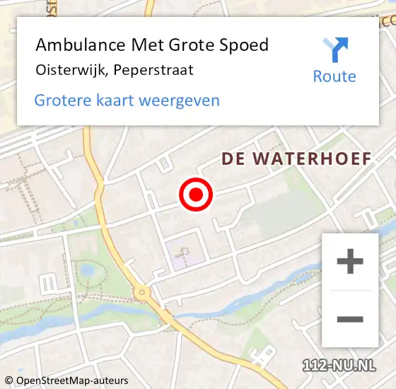 Locatie op kaart van de 112 melding: Ambulance Met Grote Spoed Naar Oisterwijk, Peperstraat op 17 september 2019 04:09