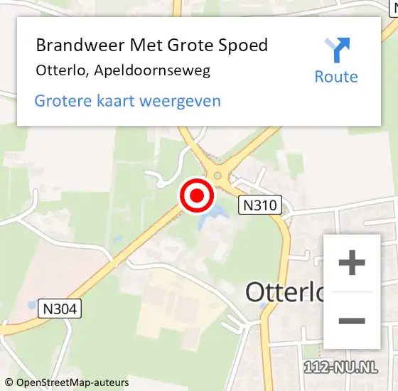 Locatie op kaart van de 112 melding: Brandweer Met Grote Spoed Naar Otterlo, Apeldoornseweg op 17 september 2019 07:05