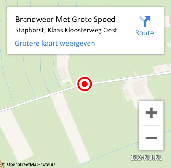 Locatie op kaart van de 112 melding: Brandweer Met Grote Spoed Naar Staphorst, Klaas Kloosterweg Oost op 17 september 2019 07:16