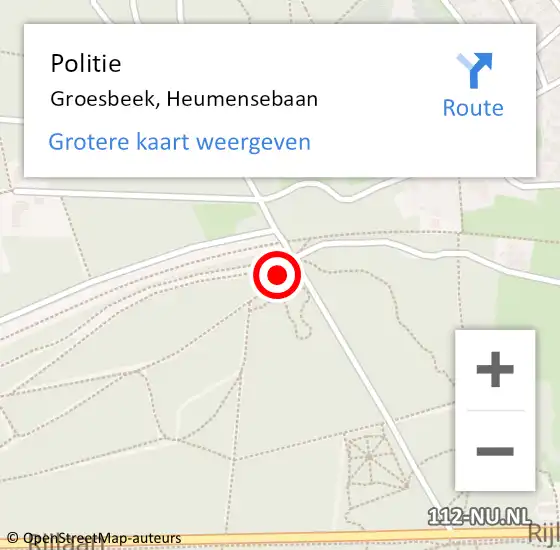 Locatie op kaart van de 112 melding: Politie Groesbeek, Heumensebaan op 17 september 2019 08:14