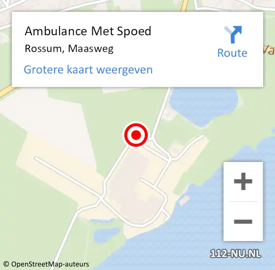 Locatie op kaart van de 112 melding: Ambulance Met Spoed Naar Rossum, Maasweg op 17 september 2019 08:30