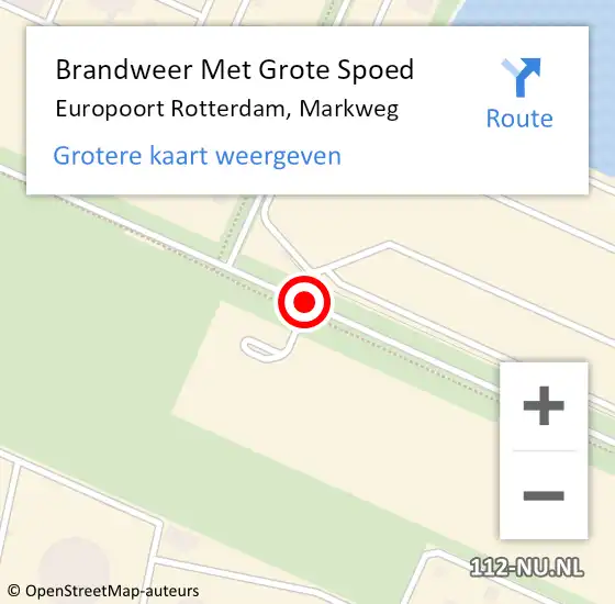 Locatie op kaart van de 112 melding: Brandweer Met Grote Spoed Naar Europoort Rotterdam, Markweg op 17 september 2019 08:34