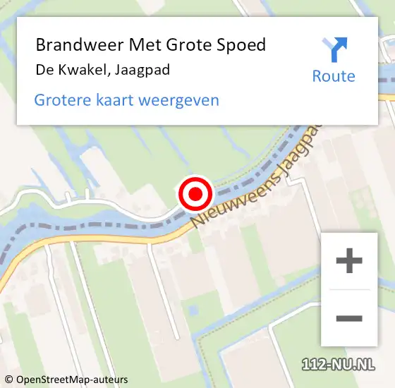 Locatie op kaart van de 112 melding: Brandweer Met Grote Spoed Naar De Kwakel, Jaagpad op 17 september 2019 08:58