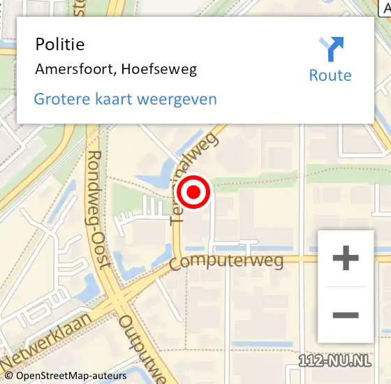 Locatie op kaart van de 112 melding: Politie Amersfoort, Hoefseweg op 17 september 2019 09:04