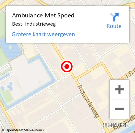 Locatie op kaart van de 112 melding: Ambulance Met Spoed Naar Best, Industrieweg op 17 september 2019 09:24