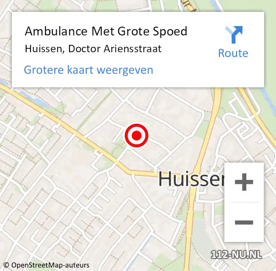 Locatie op kaart van de 112 melding: Ambulance Met Grote Spoed Naar Huissen, Doctor Ariensstraat op 17 september 2019 09:58