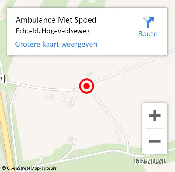 Locatie op kaart van de 112 melding: Ambulance Met Spoed Naar Echteld, Hogeveldseweg op 17 september 2019 10:53