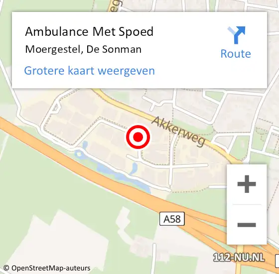 Locatie op kaart van de 112 melding: Ambulance Met Spoed Naar Moergestel, De Sonman op 17 september 2019 11:06