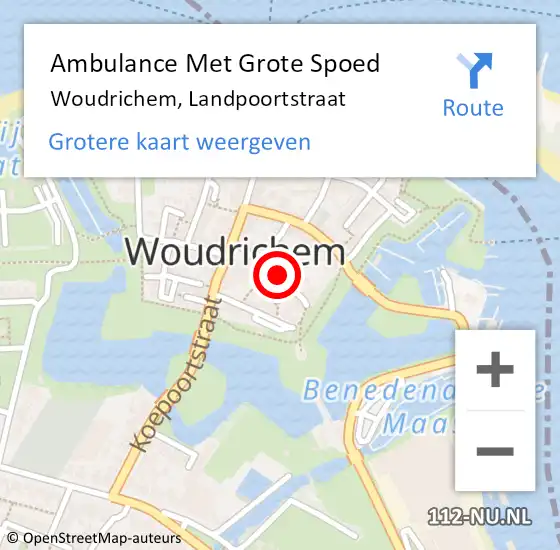 Locatie op kaart van de 112 melding: Ambulance Met Grote Spoed Naar Woudrichem, Landpoortstraat op 17 september 2019 11:13