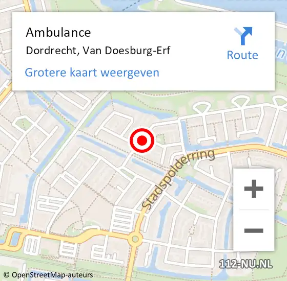 Locatie op kaart van de 112 melding: Ambulance Dordrecht, Van Doesburg-Erf op 17 september 2019 11:31