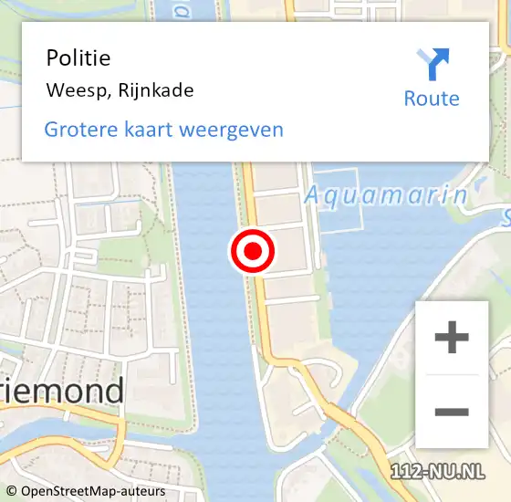 Locatie op kaart van de 112 melding: Politie Weesp, Rijnkade op 17 september 2019 11:45