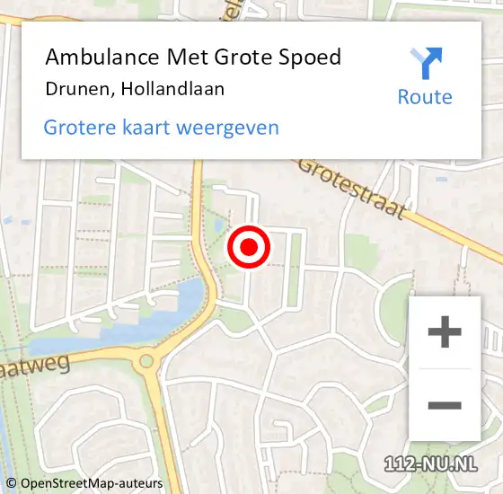 Locatie op kaart van de 112 melding: Ambulance Met Grote Spoed Naar Drunen, Hollandlaan op 17 september 2019 11:48