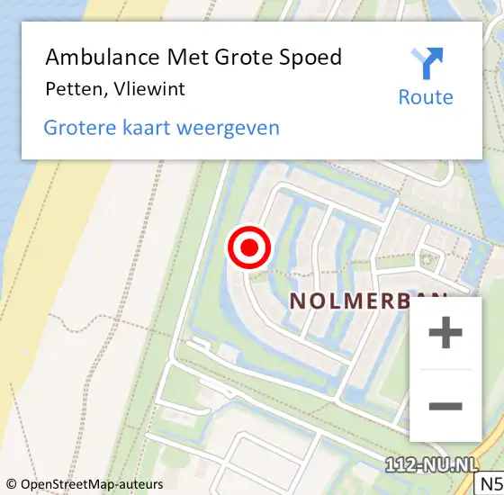 Locatie op kaart van de 112 melding: Ambulance Met Grote Spoed Naar Petten, Vliewint op 17 september 2019 11:48
