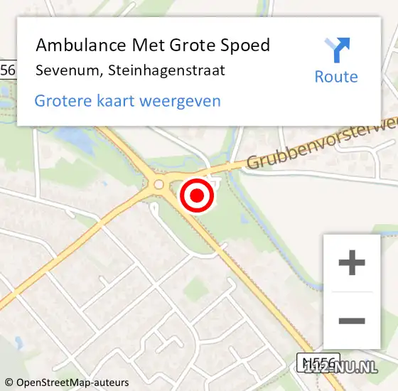 Locatie op kaart van de 112 melding: Ambulance Met Grote Spoed Naar Sevenum, Steinhagenstraat op 14 april 2014 06:33