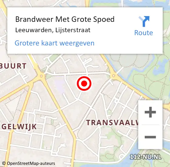 Locatie op kaart van de 112 melding: Brandweer Met Grote Spoed Naar Leeuwarden, Lijsterstraat op 17 september 2019 12:53