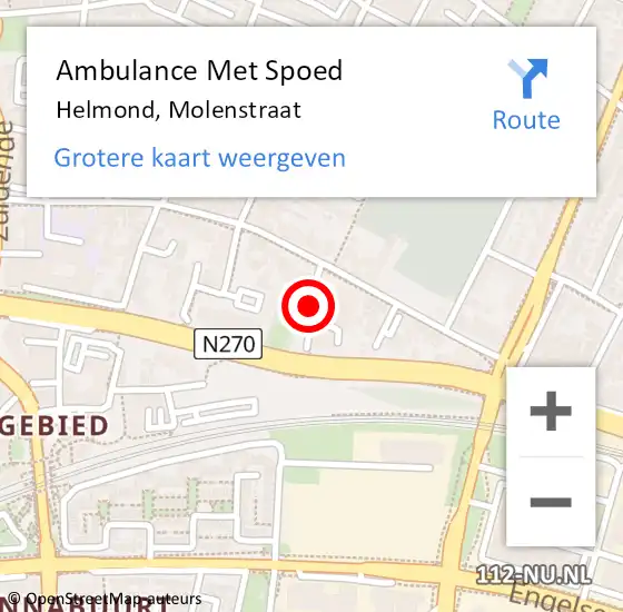 Locatie op kaart van de 112 melding: Ambulance Met Spoed Naar Helmond, Molenstraat op 17 september 2019 13:05