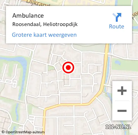 Locatie op kaart van de 112 melding: Ambulance Roosendaal, Heliotroopdijk op 17 september 2019 13:08