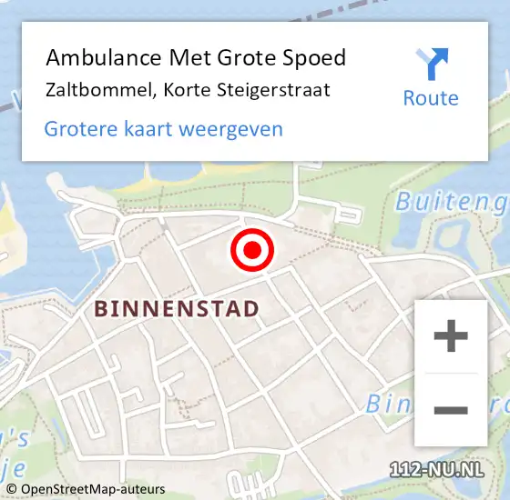 Locatie op kaart van de 112 melding: Ambulance Met Grote Spoed Naar Zaltbommel, Korte Steigerstraat op 17 september 2019 13:30