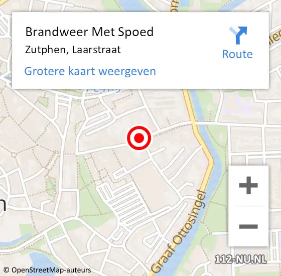 Locatie op kaart van de 112 melding: Brandweer Met Spoed Naar Zutphen, Laarstraat op 17 september 2019 14:44