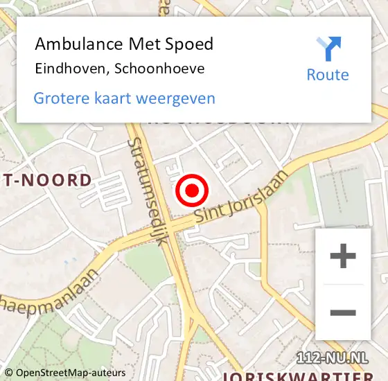 Locatie op kaart van de 112 melding: Ambulance Met Spoed Naar Eindhoven, Schoonhoeve op 17 september 2019 14:49
