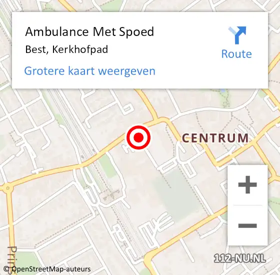 Locatie op kaart van de 112 melding: Ambulance Met Spoed Naar Best, Kerkhofpad op 17 september 2019 14:50