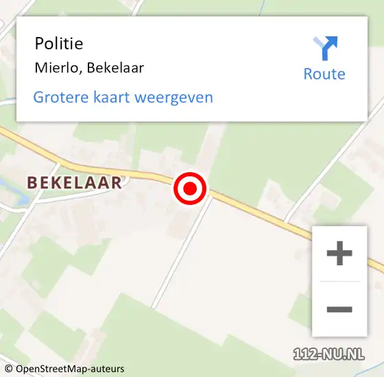 Locatie op kaart van de 112 melding: Politie Mierlo, Bekelaar op 17 september 2019 14:58