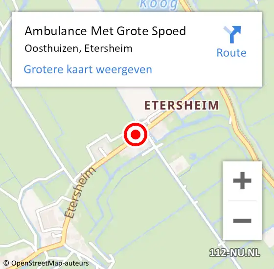 Locatie op kaart van de 112 melding: Ambulance Met Grote Spoed Naar Oosthuizen, Etersheim op 17 september 2019 15:01