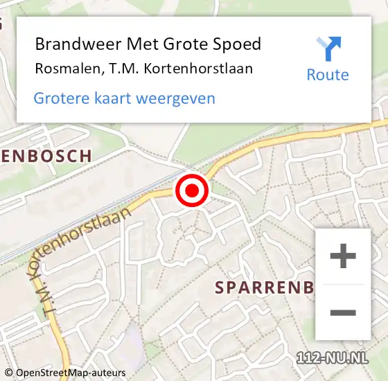 Locatie op kaart van de 112 melding: Brandweer Met Grote Spoed Naar Rosmalen, T.M. Kortenhorstlaan op 17 september 2019 15:20