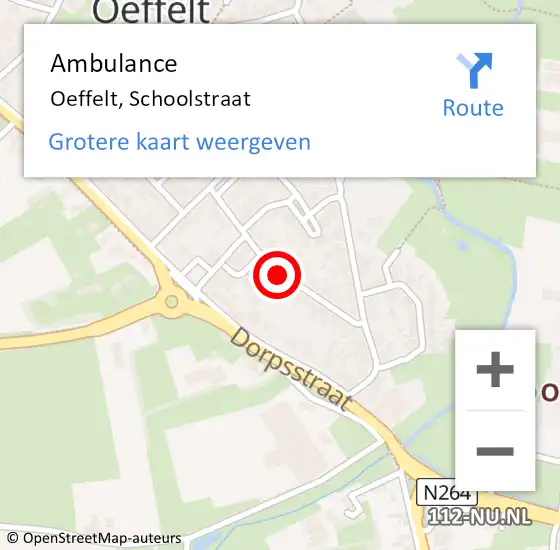 Locatie op kaart van de 112 melding: Ambulance Oeffelt, Schoolstraat op 17 september 2019 15:28