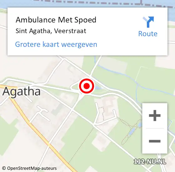 Locatie op kaart van de 112 melding: Ambulance Met Spoed Naar Sint Agatha, Veerstraat op 17 september 2019 15:49