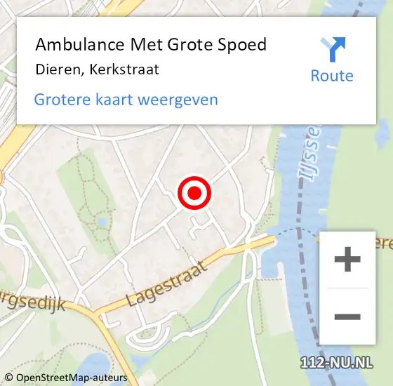Locatie op kaart van de 112 melding: Ambulance Met Grote Spoed Naar Dieren, Kerkstraat op 17 september 2019 16:06