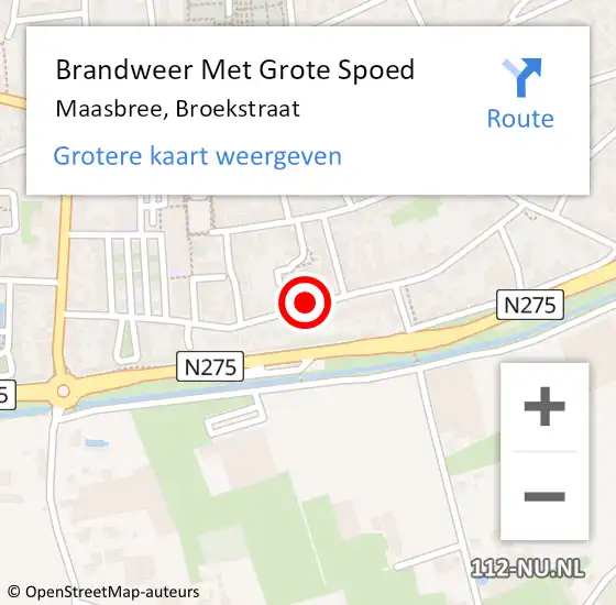 Locatie op kaart van de 112 melding: Brandweer Met Grote Spoed Naar Maasbree, Broekstraat op 17 september 2019 16:11