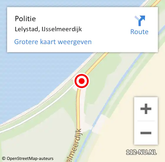 Locatie op kaart van de 112 melding: Politie Lelystad, IJsselmeerdijk op 17 september 2019 16:11