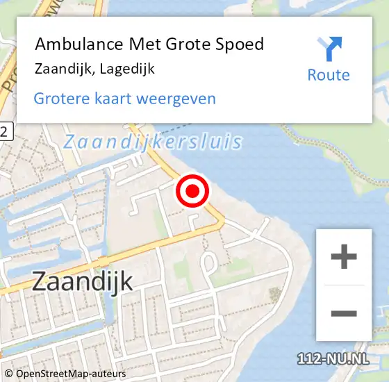 Locatie op kaart van de 112 melding: Ambulance Met Grote Spoed Naar Zaandijk, Lagedijk op 17 september 2019 16:23