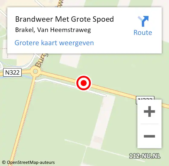 Locatie op kaart van de 112 melding: Brandweer Met Grote Spoed Naar Brakel, Van Heemstraweg op 17 september 2019 17:23