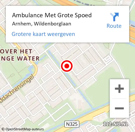 Locatie op kaart van de 112 melding: Ambulance Met Grote Spoed Naar Arnhem, Wildenborglaan op 17 september 2019 17:26