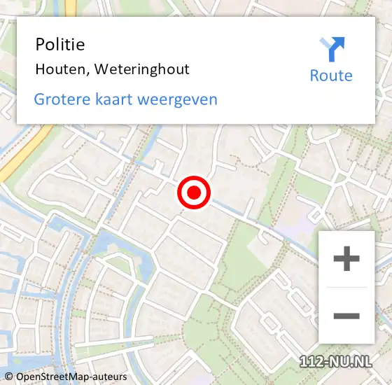 Locatie op kaart van de 112 melding: Politie Houten, Weteringhout op 17 september 2019 17:41