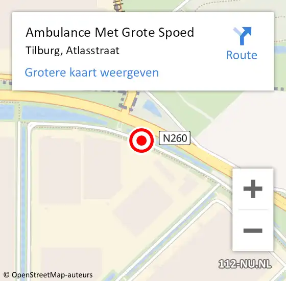 Locatie op kaart van de 112 melding: Ambulance Met Grote Spoed Naar Tilburg, Atlasstraat op 17 september 2019 17:43