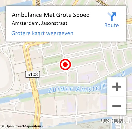 Locatie op kaart van de 112 melding: Ambulance Met Grote Spoed Naar Amsterdam, Jasonstraat op 17 september 2019 17:48