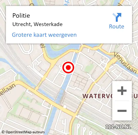 Locatie op kaart van de 112 melding: Politie Utrecht, Westerkade op 17 september 2019 17:51