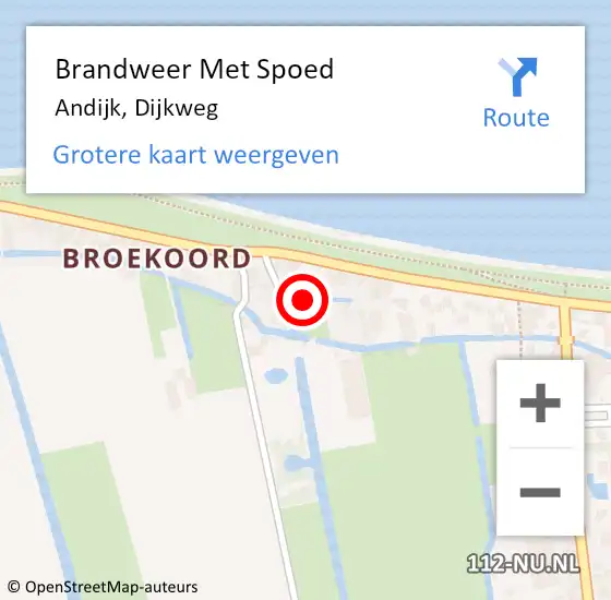 Locatie op kaart van de 112 melding: Brandweer Met Spoed Naar Andijk, Dijkweg op 17 september 2019 18:05