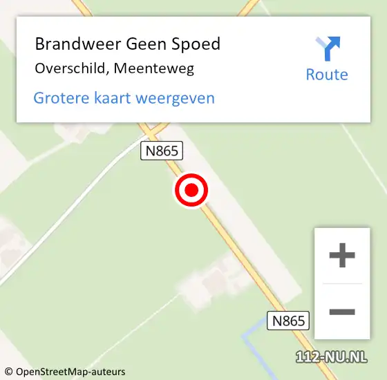 Locatie op kaart van de 112 melding: Brandweer Geen Spoed Naar Overschild, Meenteweg op 17 september 2019 18:05