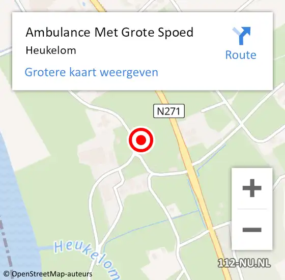 Locatie op kaart van de 112 melding: Ambulance Met Grote Spoed Naar Heukelom op 17 september 2019 18:14