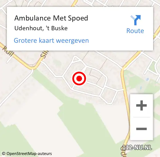 Locatie op kaart van de 112 melding: Ambulance Met Spoed Naar Udenhout, 't Buske op 17 september 2019 19:01