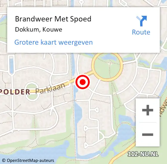 Locatie op kaart van de 112 melding: Brandweer Met Spoed Naar Dokkum, Kouwe op 17 september 2019 19:01