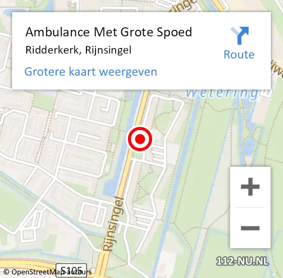 Locatie op kaart van de 112 melding: Ambulance Met Grote Spoed Naar Ridderkerk, Rijnsingel op 17 september 2019 19:28