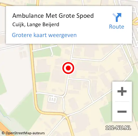 Locatie op kaart van de 112 melding: Ambulance Met Grote Spoed Naar Cuijk, Lange Beijerd op 17 september 2019 19:34