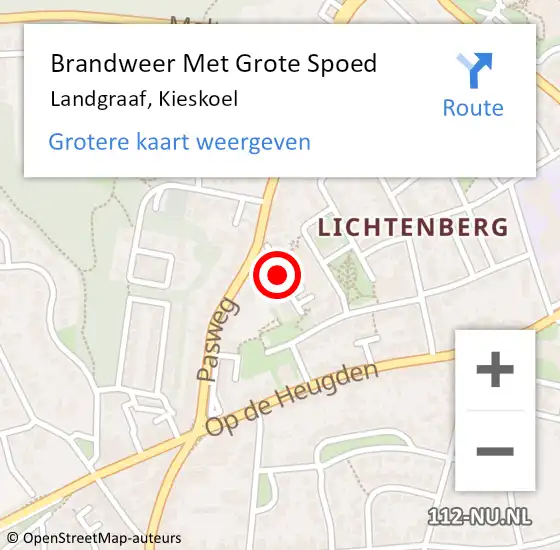 Locatie op kaart van de 112 melding: Brandweer Met Grote Spoed Naar Landgraaf, Kieskoel op 17 september 2019 20:41