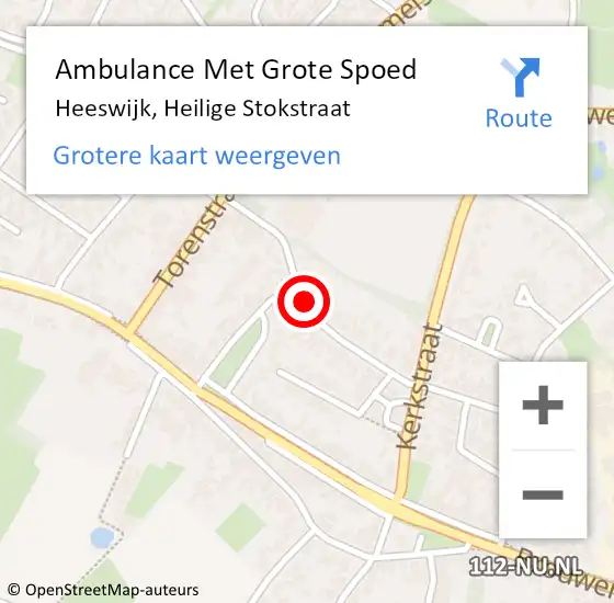 Locatie op kaart van de 112 melding: Ambulance Met Grote Spoed Naar Heeswijk, Heilige Stokstraat op 17 september 2019 20:58