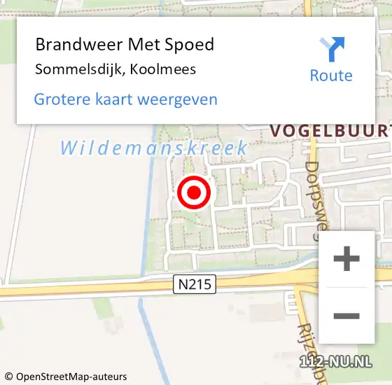 Locatie op kaart van de 112 melding: Brandweer Met Spoed Naar Sommelsdijk, Koolmees op 17 september 2019 21:21